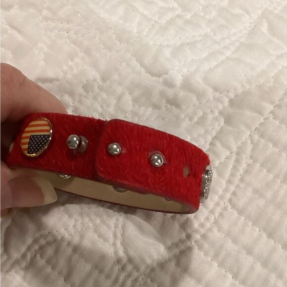 Red Leather Bracelet with Silver Accents - Picture 3 of 5